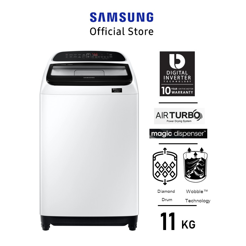 เครื่องซักผ้า Samsung ฝาบน Digital Inverter รุ่น WA11T5260BW/ST
